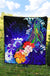 Tahiti Premium Quilt - Humpback Whale with Tropical Flowers (Blue) - Polynesian Pride