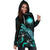 Marshall Islands Polynesian Hoodie Dress - Turtle With Blooming Hibiscus Turquoise - Polynesian Pride