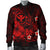 Polynesian Hawaii Kanaka Maoli Men's Bomber Jacket - Humpback Whale with Hibiscus (Red) - Polynesian Pride