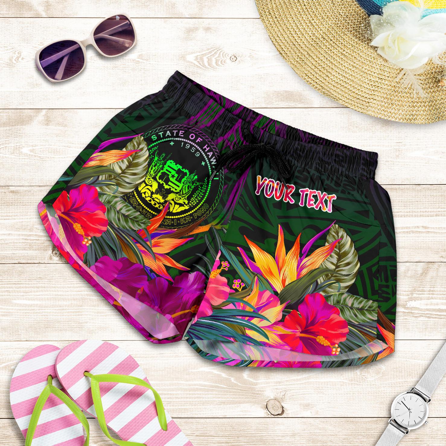 Polynesian Hawaii Personalised Women's Shorts - Summer Hibiscus Women Reggae - Polynesian Pride