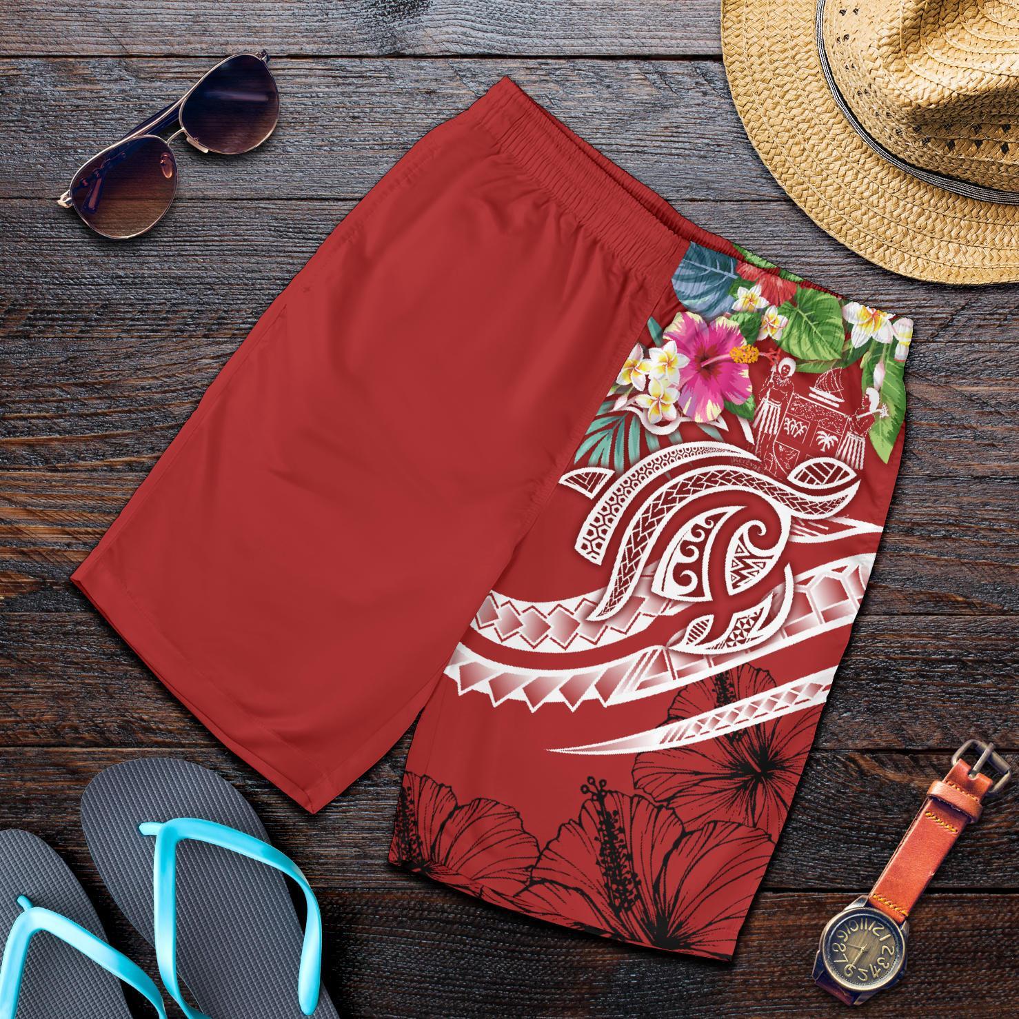 PIDGINMOJI Plumeria Shorts (Red)