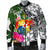 Tonga Men's Bomber Jacket White - Turtle Plumeria Banana Leaf - Polynesian Pride