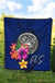 American Samoa Polynesian Premium Quilt - Floral With Seal Blue - Polynesian Pride