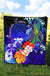 American Samoa Polynesian Premium Quilt - Humpback Whale with Tropical Flowers (Blue) - Polynesian Pride