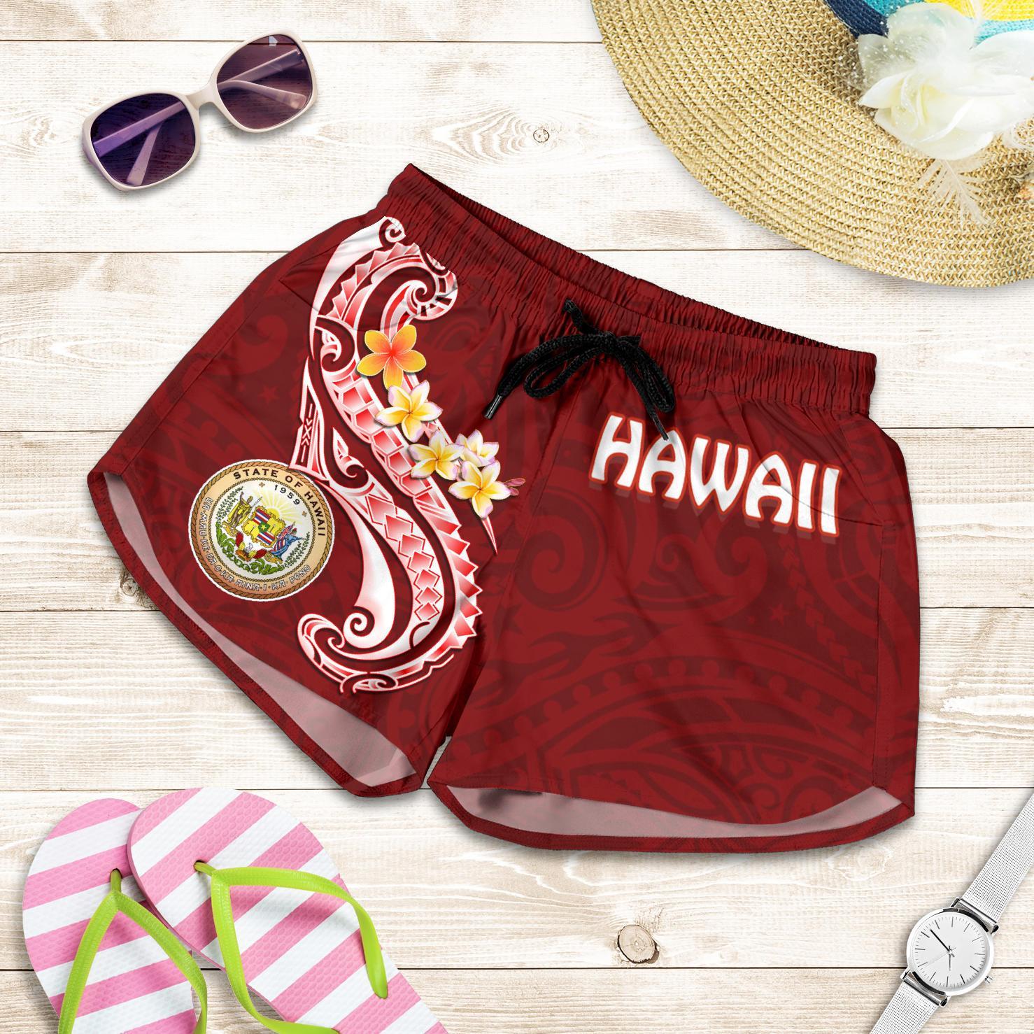 Hawaii Women's Short - Hawaii Seal Polynesian Patterns Plumeria Women Art - Polynesian Pride