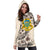 Tuvalu Hoodie Dress - Tuvalu Coat Of Arms & Beige Hibiscus - Polynesian Pride