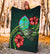 Guam Polynesian Premium Blanket - Green Turtle Hibiscus - Polynesian Pride