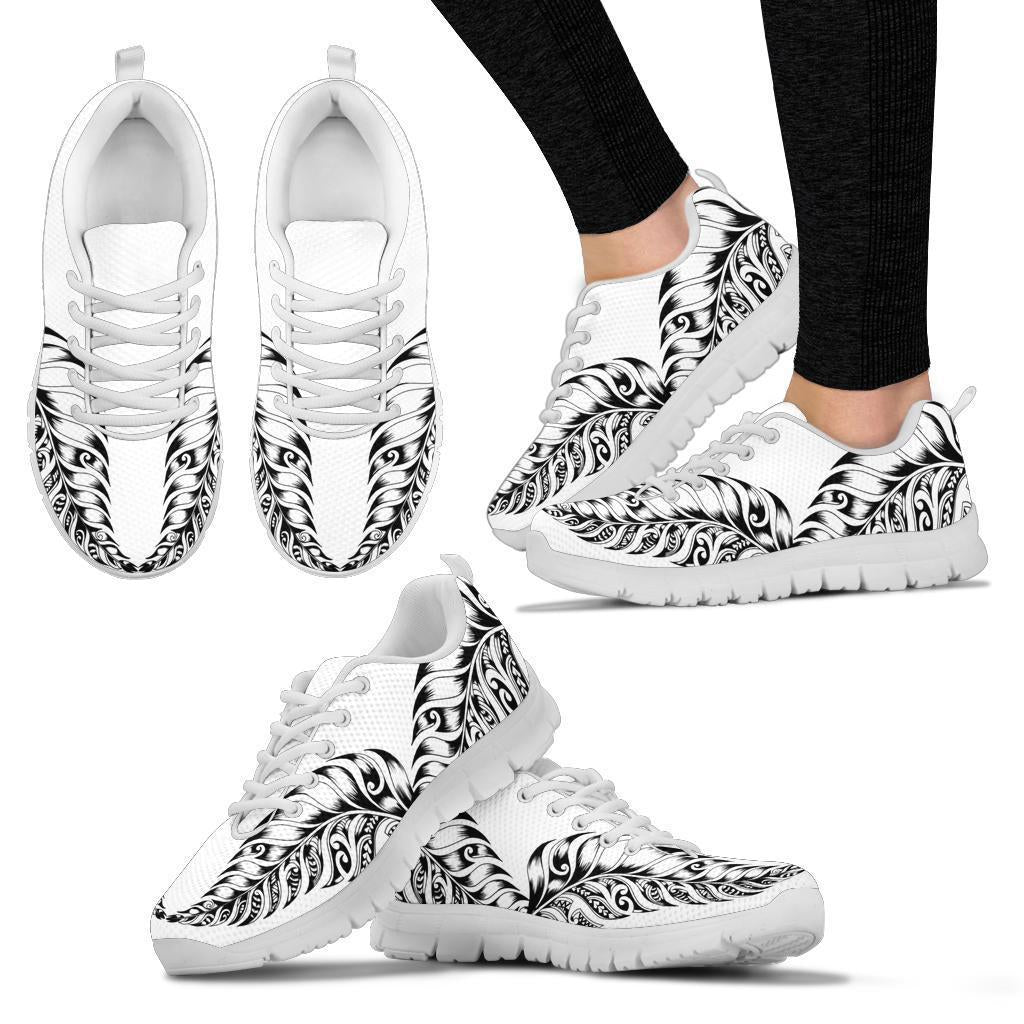 New Zealand Silver Fern Sneakers, Maori Koru Tattoo - Polynesian Pride