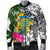 Tuvalu Custom Personalised Men's Bomber Jacket White - Turtle Plumeria Banana Leaf - Polynesian Pride