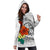 Tonga Women's Hoodie Dress - Tropical Flowers White Patterns Style - Polynesian Pride