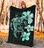 Hibiscus Plumeria Mix Polynesian Turquoise Turtle Premium Blanket - Polynesian Pride