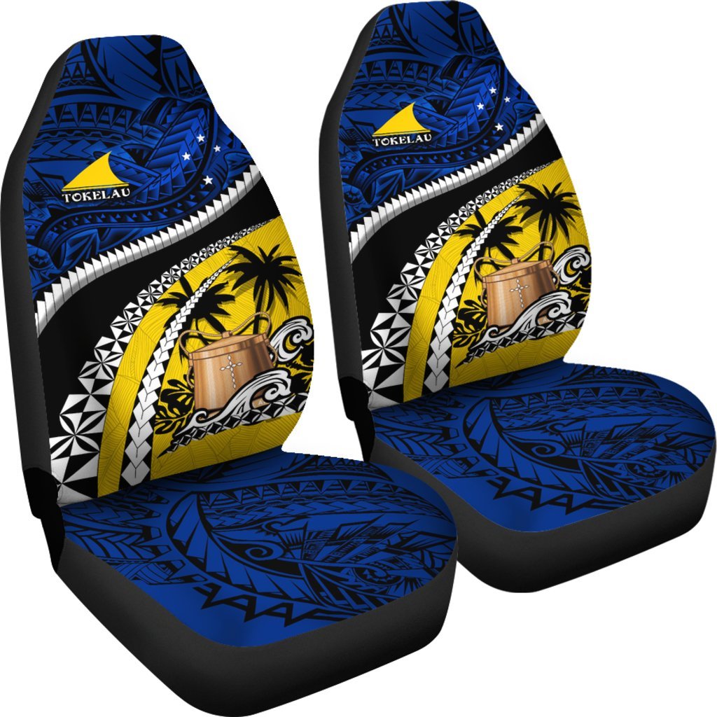 Tokelau Car Seat Covers Polynesian Shark Tattoo Universal Fit Blue - Polynesian Pride