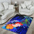 Guam Area Rug - Humpback Whale with Tropical Flowers (Blue) - Polynesian Pride