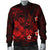 Polynesian Hawaii Men's Bomber Jacket - Humpback Whale with Hibiscus (Red) - Polynesian Pride