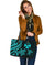 Wallis and Futuna Large Leather Tote - Turquoise Tentacle Turtle - Polynesian Pride