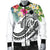 Marshall Islands Polynesian Men's Bomber Jacket - Summer Plumeria (White) - Polynesian Pride