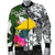 Tokelau Men's Bomber Jacket White - Turtle Plumeria Banana Leaf - Polynesian Pride