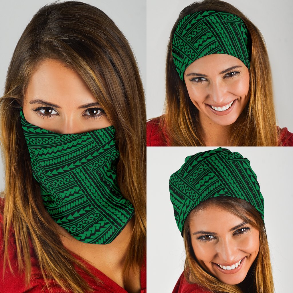 Polynesian Nation Green Bandana 3 - Pack Green One Size - Polynesian Pride