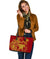 Hawaii Polynesian Large Leather Tote Bag - Vintage Polynesian Turtle (Red) - Polynesian Pride