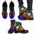 Northern Mariana Islands Custom Personalised Leather Boots - Rainbow Polynesian Pattern - Polynesian Pride