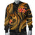 Tonga Polynesian Men Bomber Jacket - Gold Plumeria - Polynesian Pride