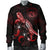 Hawaii Polynesian Men's Bomber Jacket - Turtle With Blooming Hibiscus Red - Polynesian Pride