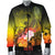 Custom Personalised Yap Men's Bomber Jacket - Humpback Whale with Tropical Flowers (Yellow) - Polynesian Pride