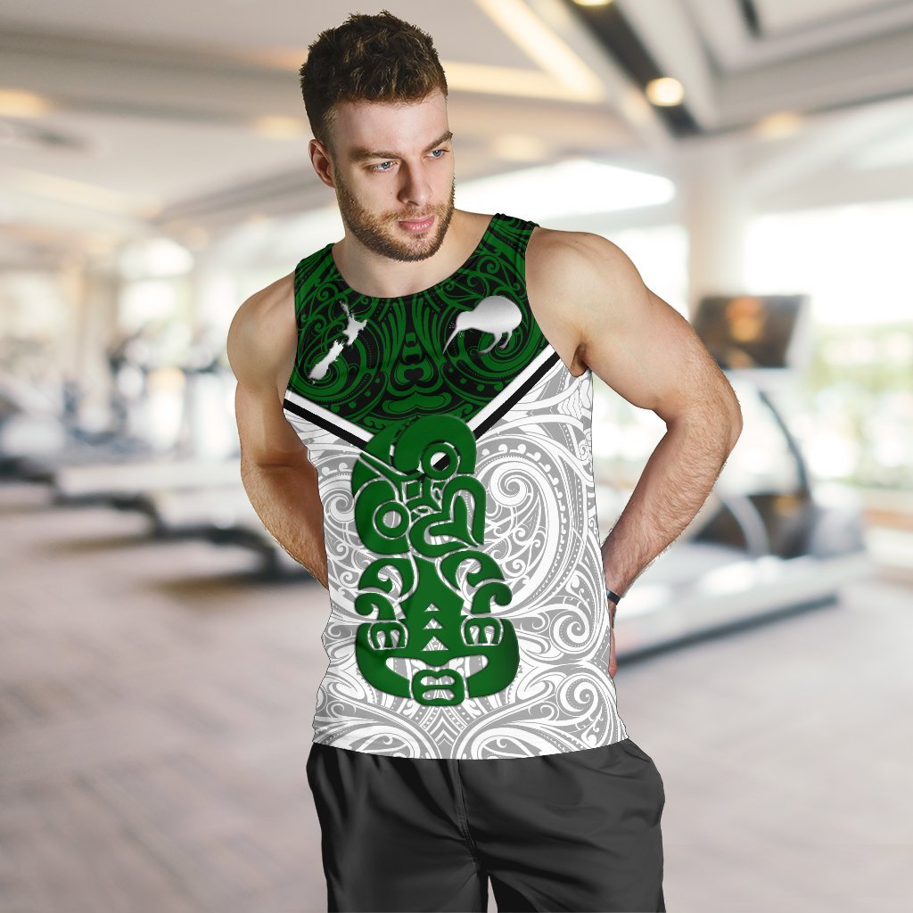 New Zealand Maori Rugby Men Tank Top Pride Version - White - Polynesian Pride