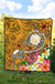 Hawaii Polynesian Premium Quilt - Hawaii Seal With Turtle Plumeria (Gold) - Polynesian Pride