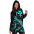 Hawaii Polynesian Hoodie Dress - Turtle With Blooming Hibiscus Turquoise - Polynesian Pride