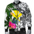 Hawaii Custom Personalised Men's Bomber Jacket White - Turtle Plumeria Banana Leaf - Polynesian Pride