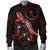 Chuuk Polynesian Men's Bomber Jacket - Turtle With Blooming Hibiscus Red - Polynesian Pride