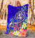 Tonga Premium Blanket - Turtle Plumeria (Blue) - Polynesian Pride