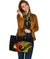 Papua New Guinea Large Leather Tote Bag - PNG Bird And Polynesian Decorative Pattern - Polynesian Pride