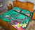 Hawaii Quilt Bed Set - Turtle Plumeria Polynesian Tattoo Turquoise Color - Polynesian Pride