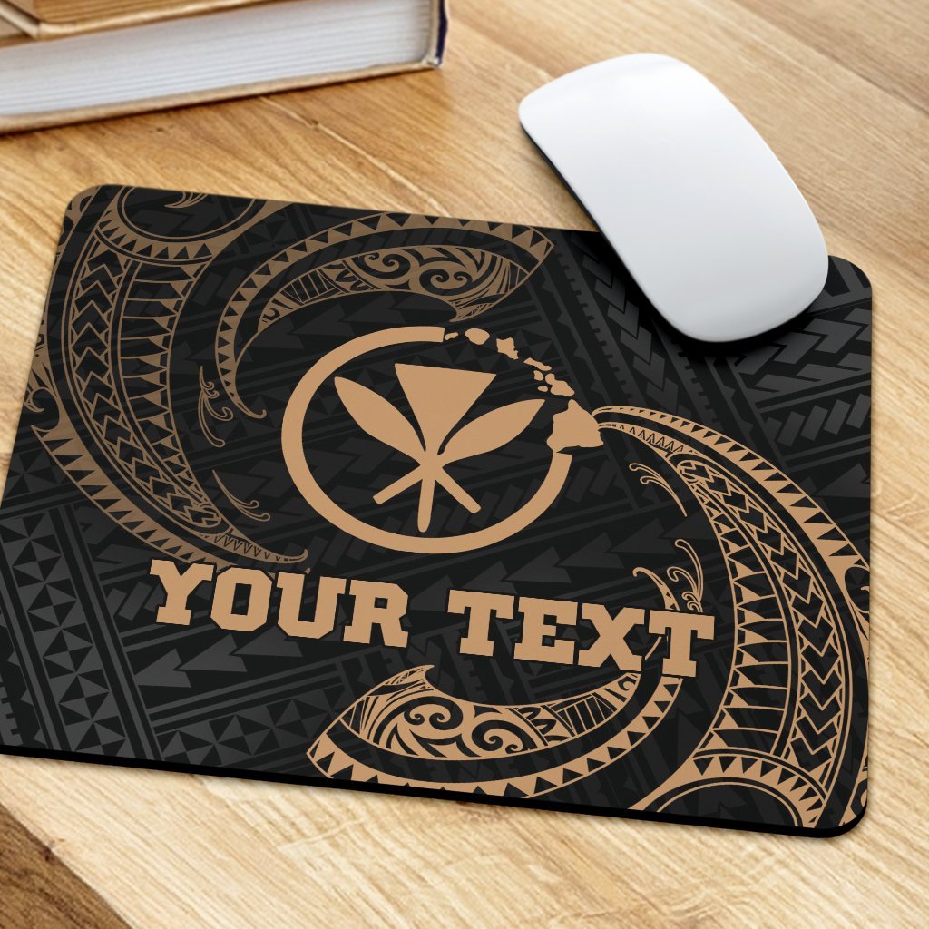 Hawaii Polynesian Custom Personalised Mouse Pad - Gold Tribal Wave One Style One Size Black - Polynesian Pride