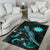 Nauru Polynesian Area Rugs - Turtle With Blooming Hibiscus Turquoise - Polynesian Pride