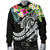 Kosrae Polynesian Men's Bomber Jacket - Summer Plumeria (Black) - Polynesian Pride