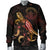 Palau Polynesian Men's Bomber Jacket - Turtle With Blooming Hibiscus Gold - Polynesian Pride