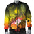 Marshall Islands Custom Personalised Men's Bomber Jackets - Humpback Whale with Tropical Flowers (Yellow) - Polynesian Pride