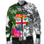 Fiji Custom Personalised Men's Bomber Jacket White - Turtle Plumeria Banana Leaf - Polynesian Pride