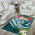 Papua New Guinea Polynesian Area Rug - Summer Plumeria (Turquoise) - Polynesian Pride