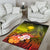 Marshall Islands Custom Personalised Area Rug - Humpback Whale with Tropical Flowers (Yellow) - Polynesian Pride