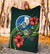 Yap Polynesian Premium Blanket - Green Turtle Hibiscus - Polynesian Pride