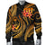 Guam Polynesian Men Bomber Jacket - Gold Plumeria - Polynesian Pride