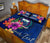 Samoa Polynesian Custom Personalised Quilt Bed Set - Floral With Seal Blue - Polynesian Pride