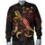 FiJi Polynesian Men's Bomber Jacket - Turtle With Blooming Hibiscus Gold - Polynesian Pride