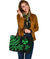 Wallis and Futuna Large Leather Tote - Green Tentacle Turtle - Polynesian Pride