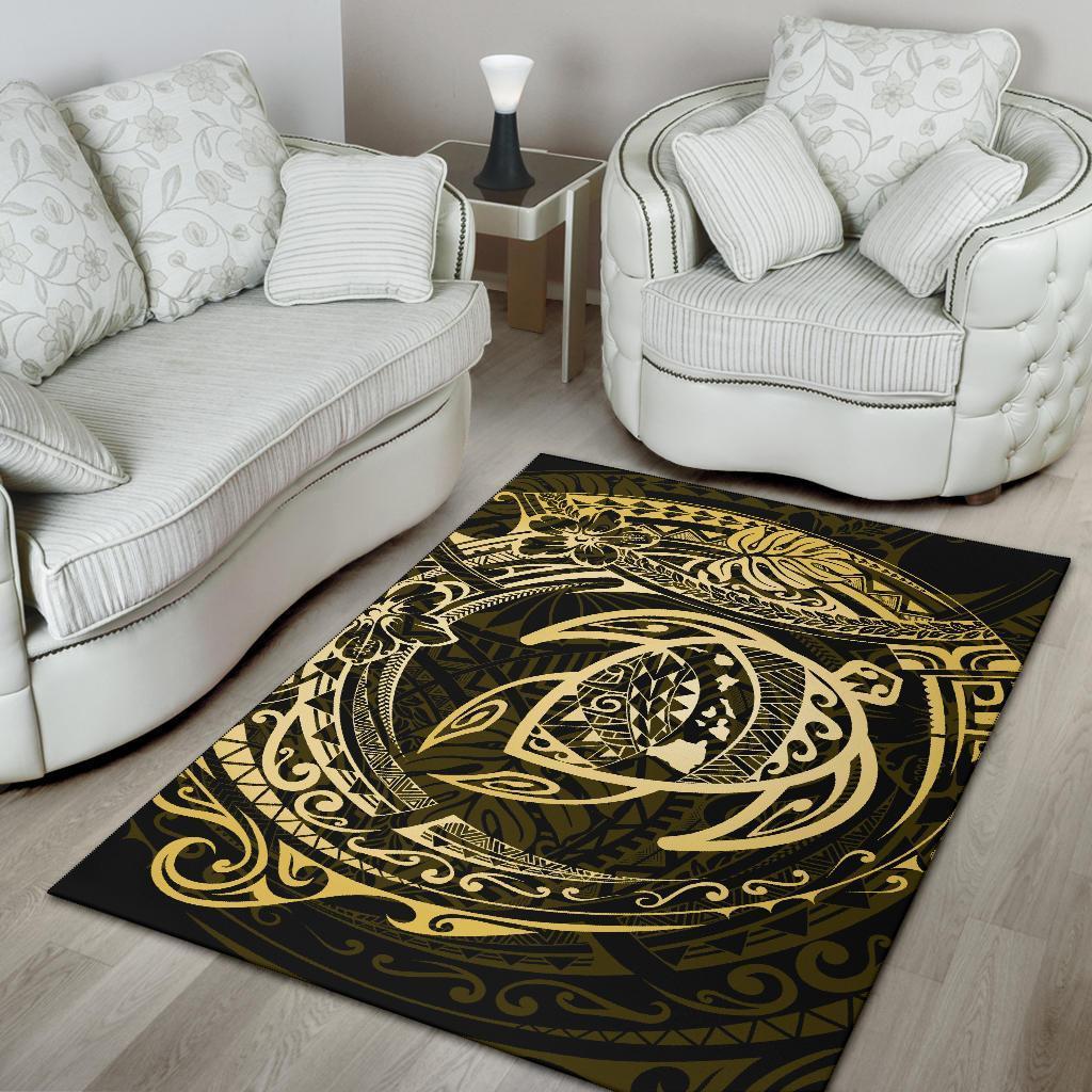 Hawaiian Map Turtle Polynesian Circle Rug AH - Polynesian Pride