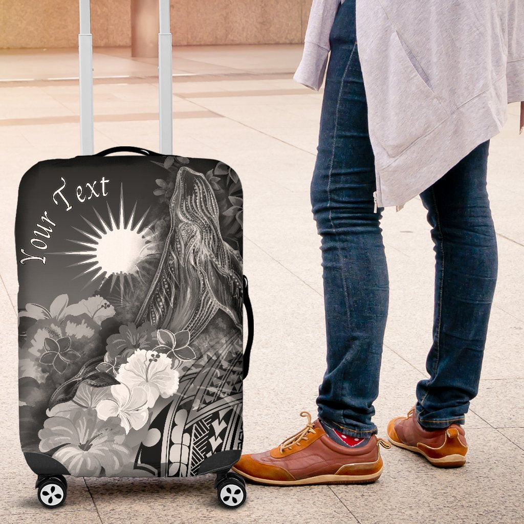 Marshall Islands Custom Personalised Luggage Covers - Humpback Whale with Tropical Flowers (White) White - Polynesian Pride